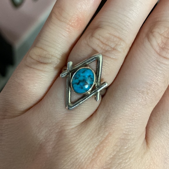 Southwestern turquoise and sterling silver ring size 5.75 - Picture 2 of 2